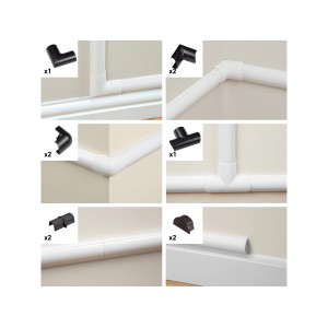 D-Line Kupplung Zubehör-Set 30x15 mm, schwarz, verschiedene Verbindungsstücke für Kabelkanäle.