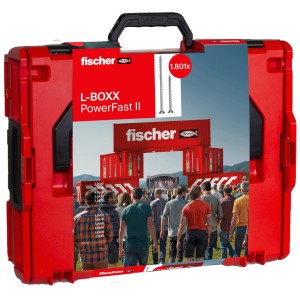 Fischer Schrauben-Box PowerFast II L-Boxx mit 1801 Holzschrauben und Bit-Set.