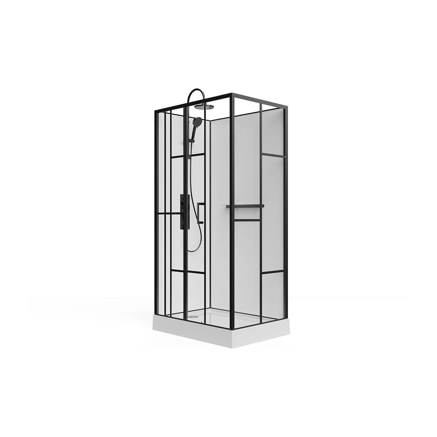 Vente-unique Duschkabine Gavila Schwarz  Weiß 110 cm