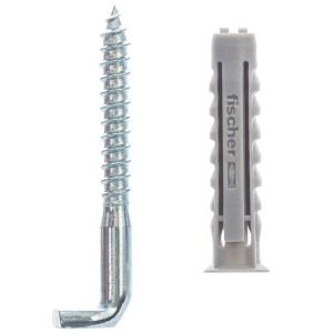 Fischer Spreizdübel SX 6x30 mit Winkelhaken, Dübel und Schraube