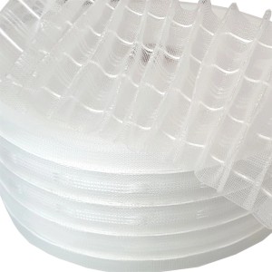 Bestlivings Gardinenband, transparent, 85mm breit, 5m Rolle für Fenstervorhänge.