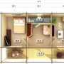 Grundriss Palmako Sandra Holz-Gartenhaus mit Satteldach, 791x350 cm, unbehandelt, mit Bemaßung.
