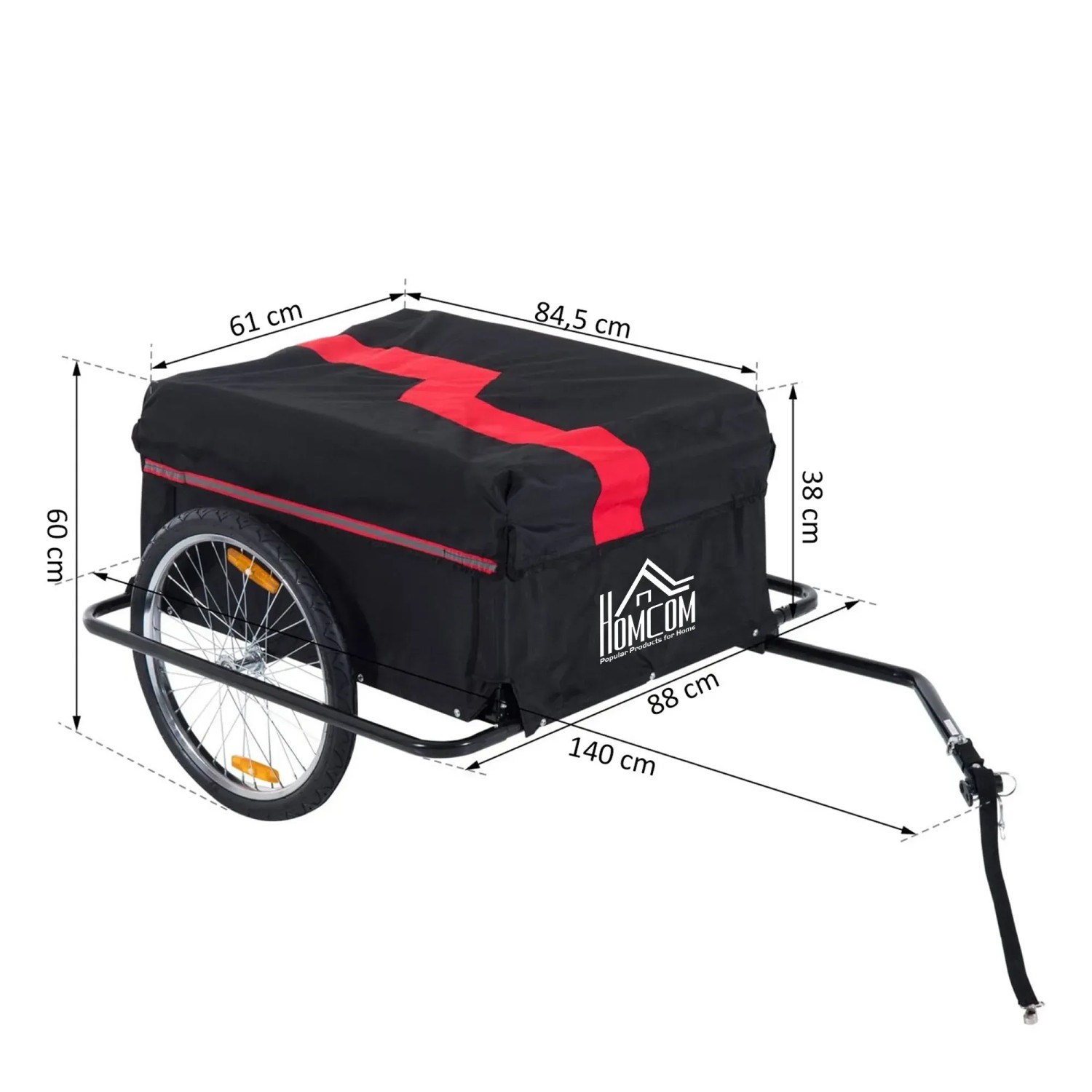 Zaza Home Fietstrailer vrachtaanhangwagen laadcapaciteit max. 40 kg