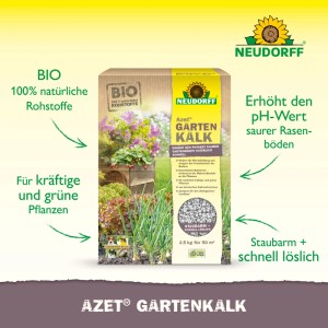 Neudorff Azet Gartenkalk 2,5 kg Packung. Erhöht pH-Wert für Rasen & Pflanzen, staubarm, schnell löslich.