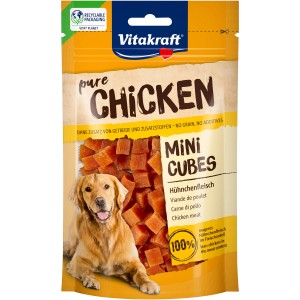 Vitakraft Hunde-Snack Chicken Mini Cubes, 80g Packung mit kleinen Hühnchenwürfeln als Belohnung.