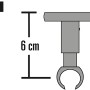 Skizze: Gardinia Deckenträger Chicago, Titan, 6 cm hoch, für Gardinenstangen mit 20 mm Durchmesser.