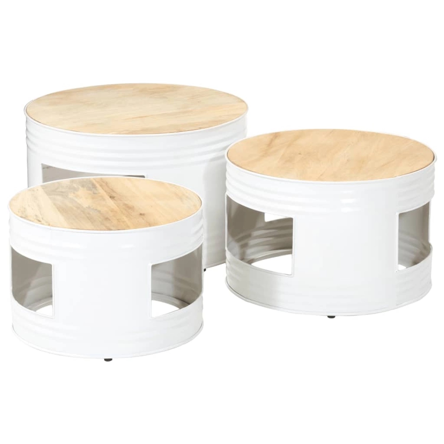 vidaXL Beistelltische Fass-Design 3 Stk Raues Massivholz Mango 358934 günstig online kaufen