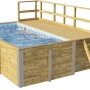 Weka Holzpool mit Sonnendeck, Mosaikfolie blau, Leiter und Filteranlage.