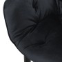 Detailaufnahme: Schwarzer ML-Design Esszimmerstuhl mit Samtbezug und gesteppter Rückenlehne.