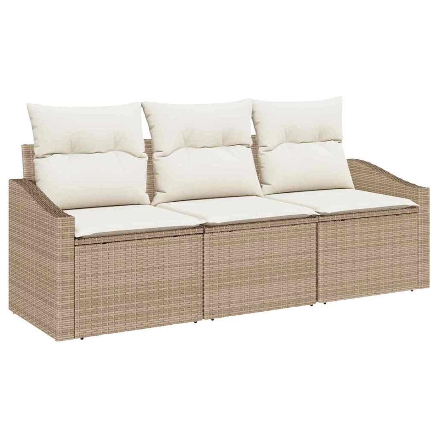 vidaXL Garten-Sofa-Set 3-Tlg Beige Poly Rattan 3346581 günstig online kaufen