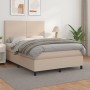 Cappuccino-braunes Boxspringbett 140x190cm mit Kunstlederbezug und Matratze.