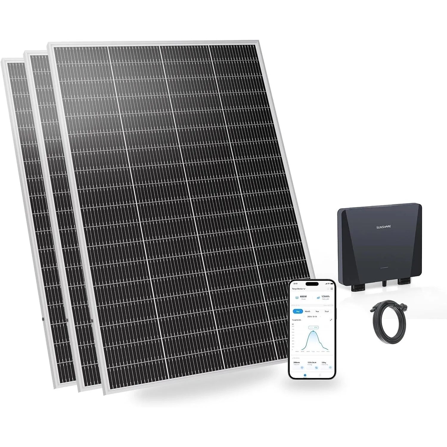 Image of SUNSHARE Ray Lite 600W Balkonkraftwerk Mit 800W Mikro Wechselrichter Ohne Halterung