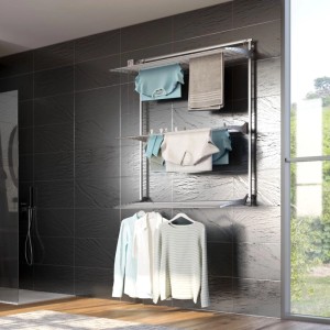 Foxydry Wand Wäscheständer 3 Ebenen Tragkraft 30 kg 108 cm Grau