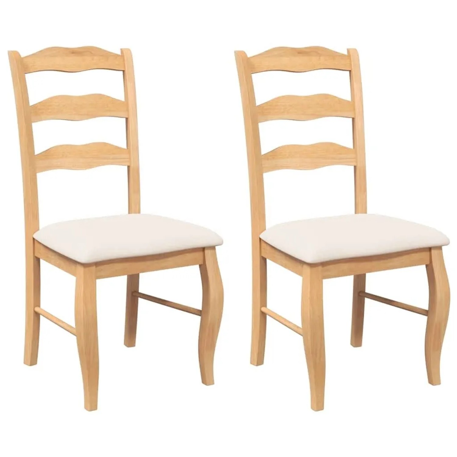 DELUKE Esszimmerstühle RESZ Mit Kissen 2er Set Hellbraun-Creme Massivholz Küchenstuhl Wohnzimmerstühle Essstühle Bequem