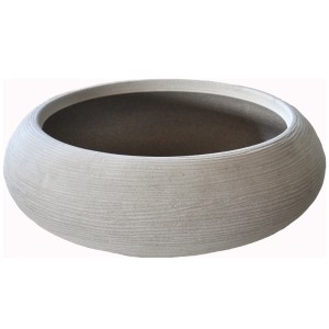 Beige Vasar Blumenschale Shabby, Ø 35cm, aus Sandstein für den Innen- und Außenbereich.