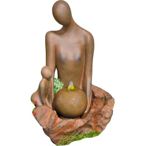 Granimex Wasserspiel Sophie, Polyresin, 79x46x34cm. Gartenbrunnen mit LED-Licht und Pumpe.