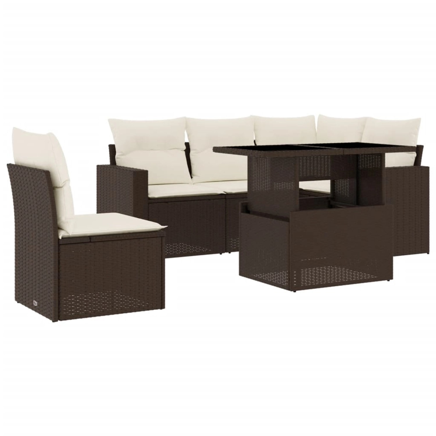vidaXL 6-Tlg Garten-Sofagarnitur mit Kissen Braun Poly Rattan 3267283 günstig online kaufen