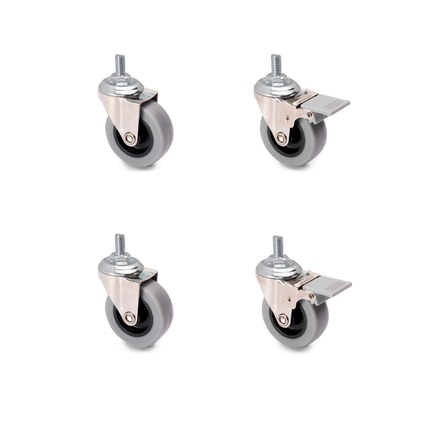 Emuca Lot von 4 Rollen Slip mit Verbindungsbolzen Durchmesser 50 mm Stahl und Kunststoff Grau