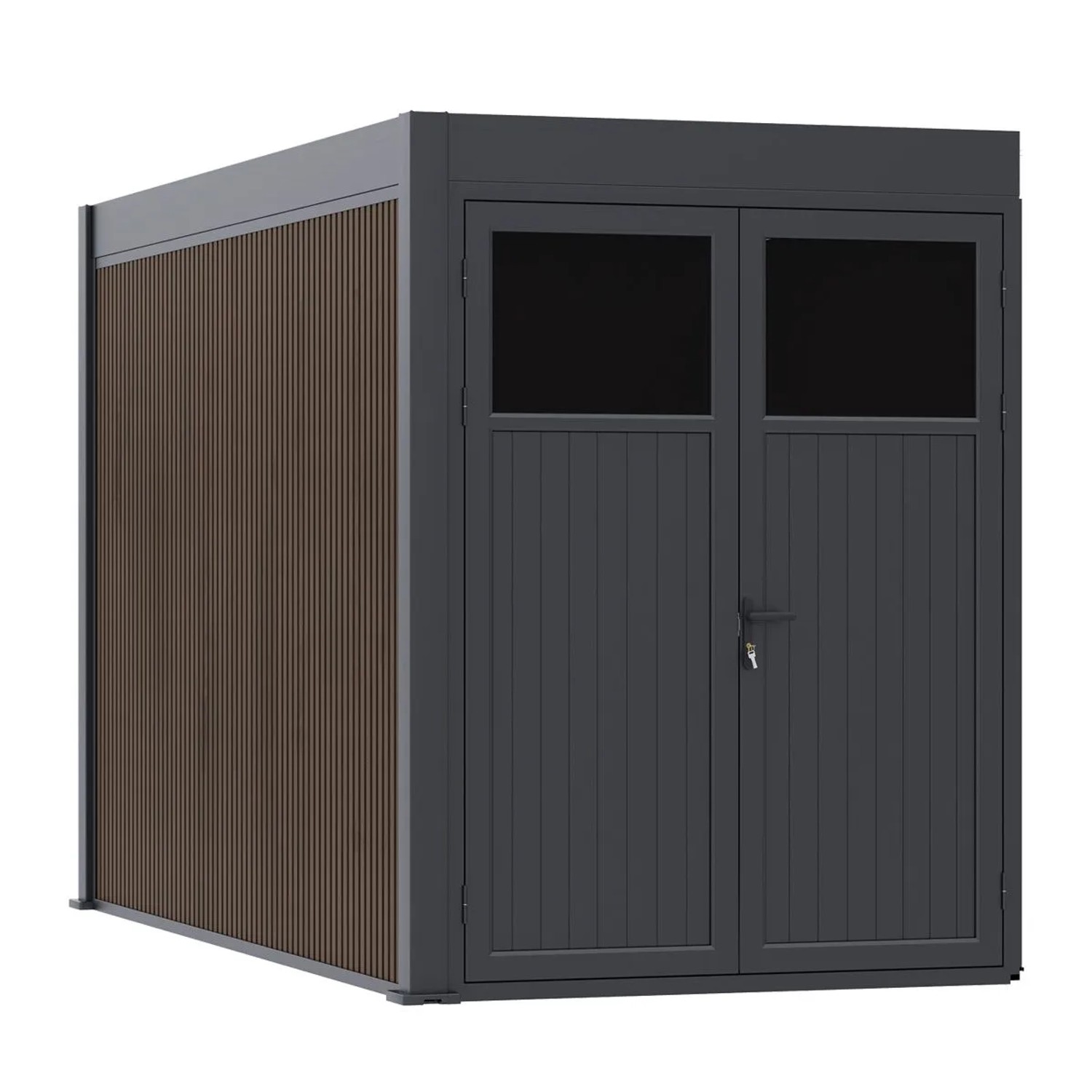 Weide Aluminium Wpc Anbau-Gartenhaus 4.0 X 2.0 Meter Anthrazit/Teak