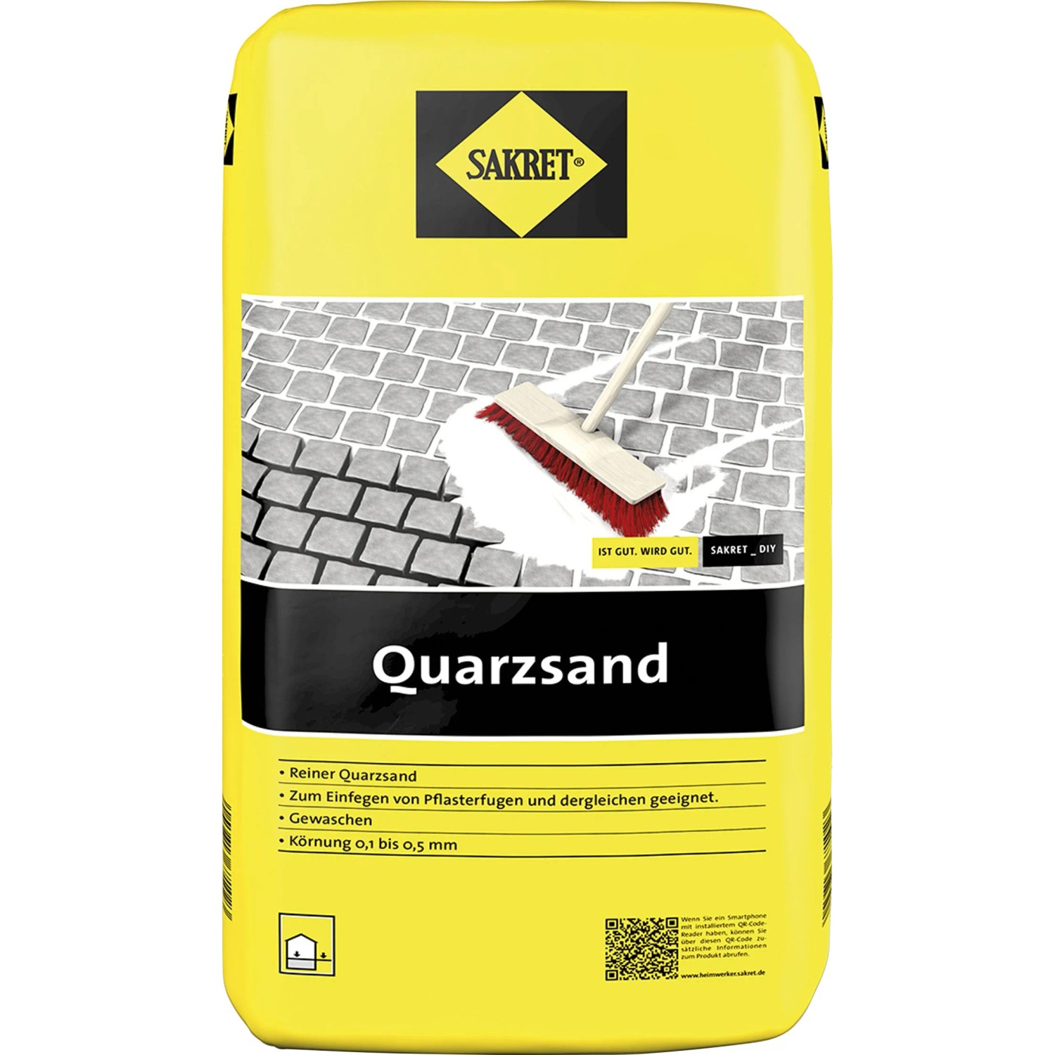 Gelber Sack Sakret Quarzsand (42 Stk.) zum Verfugen von Pflasterflächen.