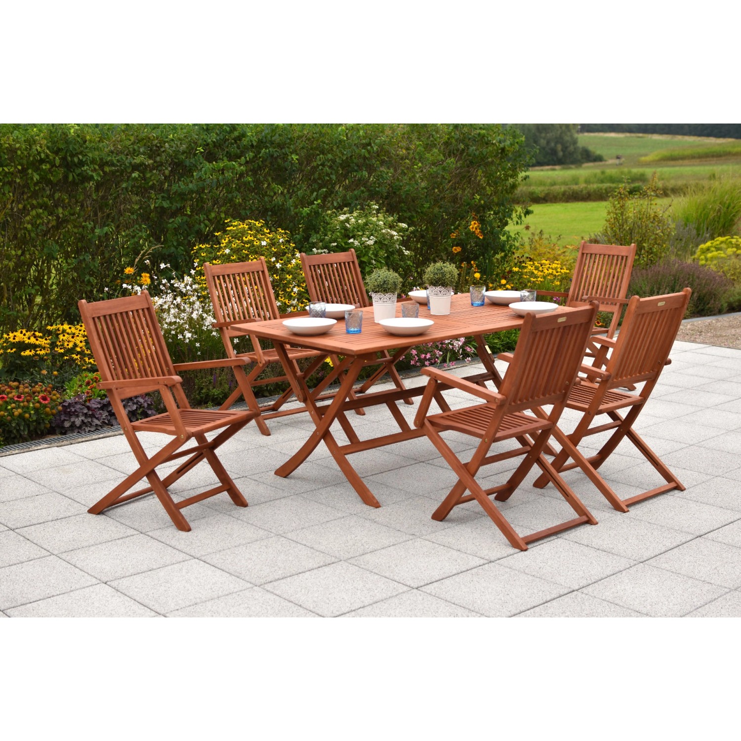 Merxx Rio Set 7-tlg. 6 Klappsessel Klappentisch 160 x 90 cm günstig online kaufen
