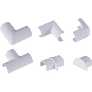 D-Line Kabelkanal Zubehör-Set, 13-teilig, weiß, verschiedene Verbindungsstücke für Kabelkanäle.