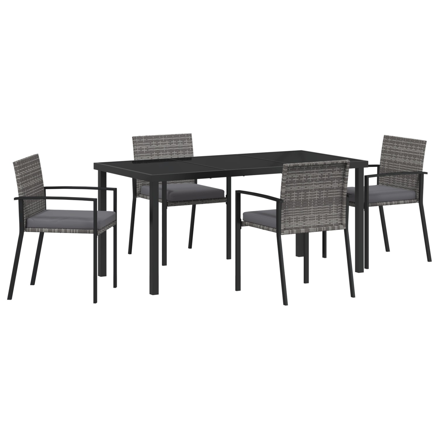 vidaXL Garten Essgruppe 5-Tlg Grau Poly Rattan 3379257 günstig online kaufen