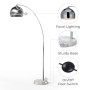 Teamson Home Bogenlampe in Chrom-Silber. Stilvolle Deckenfluter für Wohnräume mit Marmorfuss.