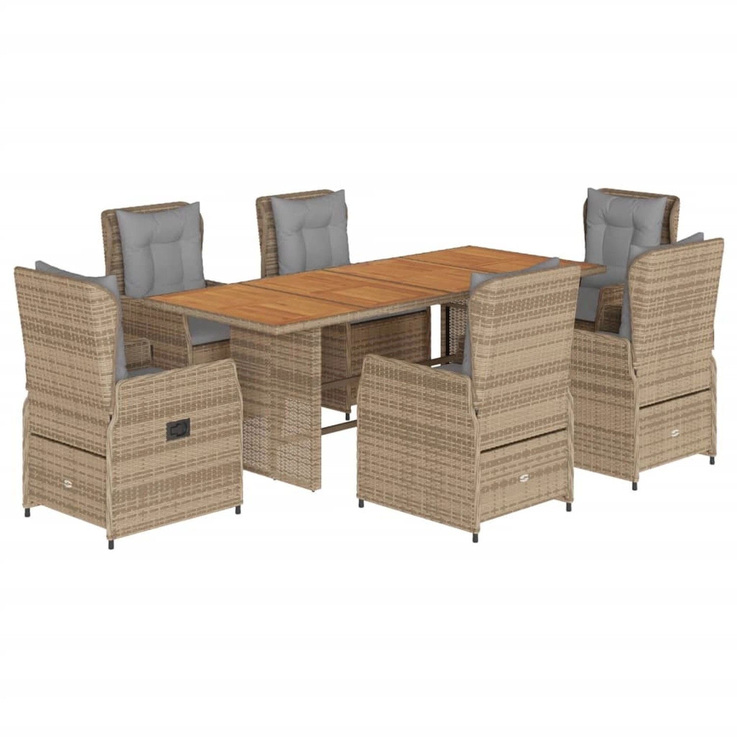 vidaXL 7-tlg Garten-Essgruppe mit Kissen Beige Poly Rattan Modell 39 günstig online kaufen