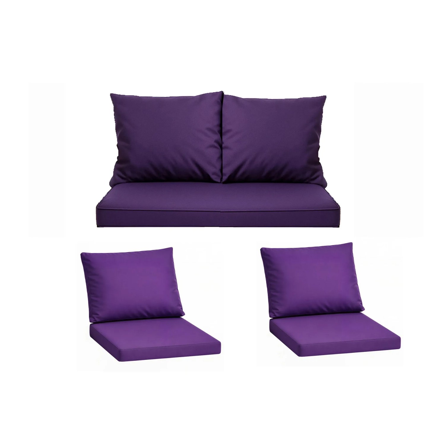 Setgarden Komfort Set Gartenloungekissen aus Technorattan-Möbel Kissen für Sofa 110x60 cm + Sessel 1tlg Violett