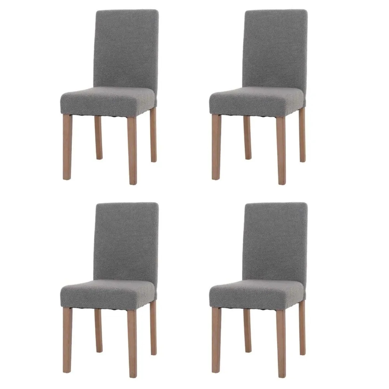 MCW Esszimmerstuhl Littau Boucle 4er-Set Grau Naturfarbene Beine