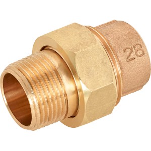 Löt-Verschraubung aus Rotguss, 28 mm Durchmesser, für Kupferrohre und Heizungsanschluss.