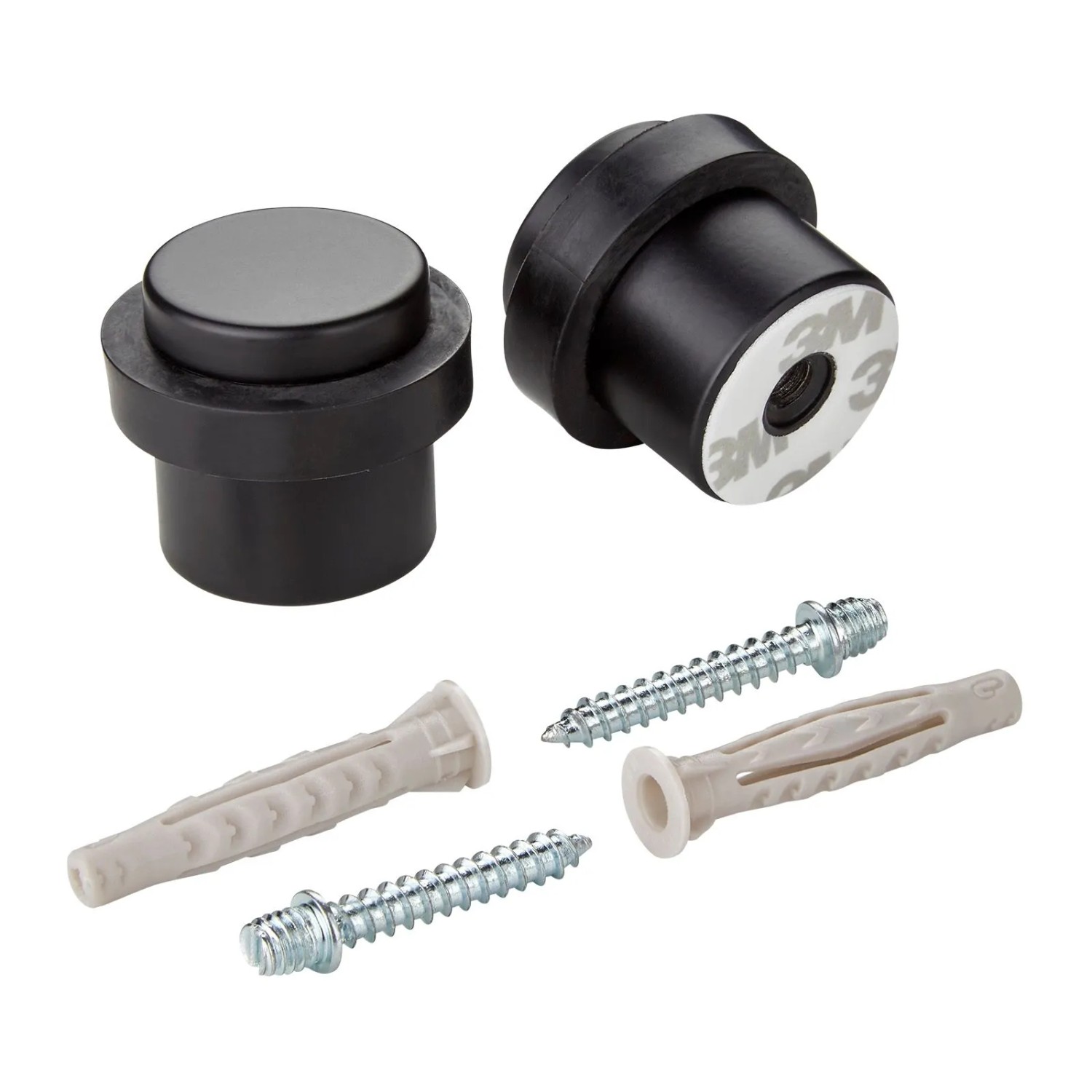SOTECH 2er Set Türstopper STOPPER Ø36 mm H 32 mm Schwarz Matt Bodenmontage Selbstklebend Stockschraube