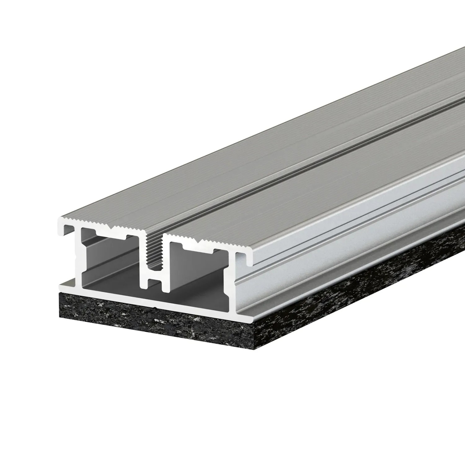 GS Terrassen Gummipad, 150x50x5mm, schwarz, unter Aluprofil für Terrassendielen.