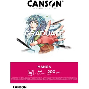 Canson Graduate Manga Papier, A4, glatt, weiß, ideal für Manga-Zeichnungen.