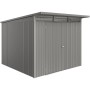 Biohort Metall-Gerätehaus AvantGarde ECO Gr. A7 in Quarzgrau-Metallic mit Doppeltür.