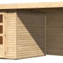 Karibu Holz-Gartenhaus Boras mit Flachdach und Anbau, unbehandelt.