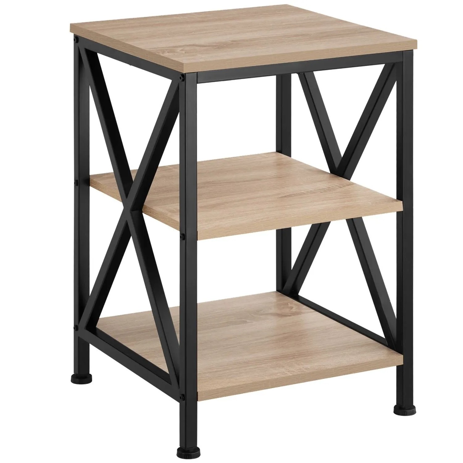 Tectake Beistelltisch Nottingham Industrial Style Holz und Stahl  40 50 x 40 50 x 60 50 cm Industrial Holz Hell  Eiche Sonoma