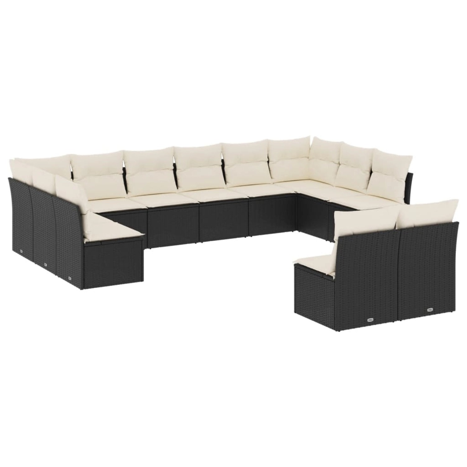 vidaXL 12-tlg Garten-Sofagarnitur mit Kissen Schwarz Poly Rattan Modell 40 günstig online kaufen