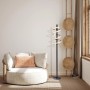 Moderne LED-Stehleuchte Belleza in Gold und Schwarz, 140 cm hoch, für stimmungsvolle Beleuchtung.