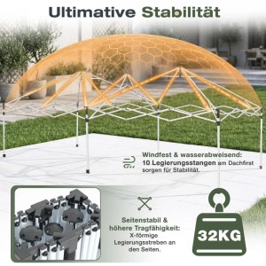 Sekey Faltpavillon 3x6m Gestell mit X-förmigen Legierungsstreben. Robustes Pop Up Gestell für hohe Stabilität und Windfestigkeit.