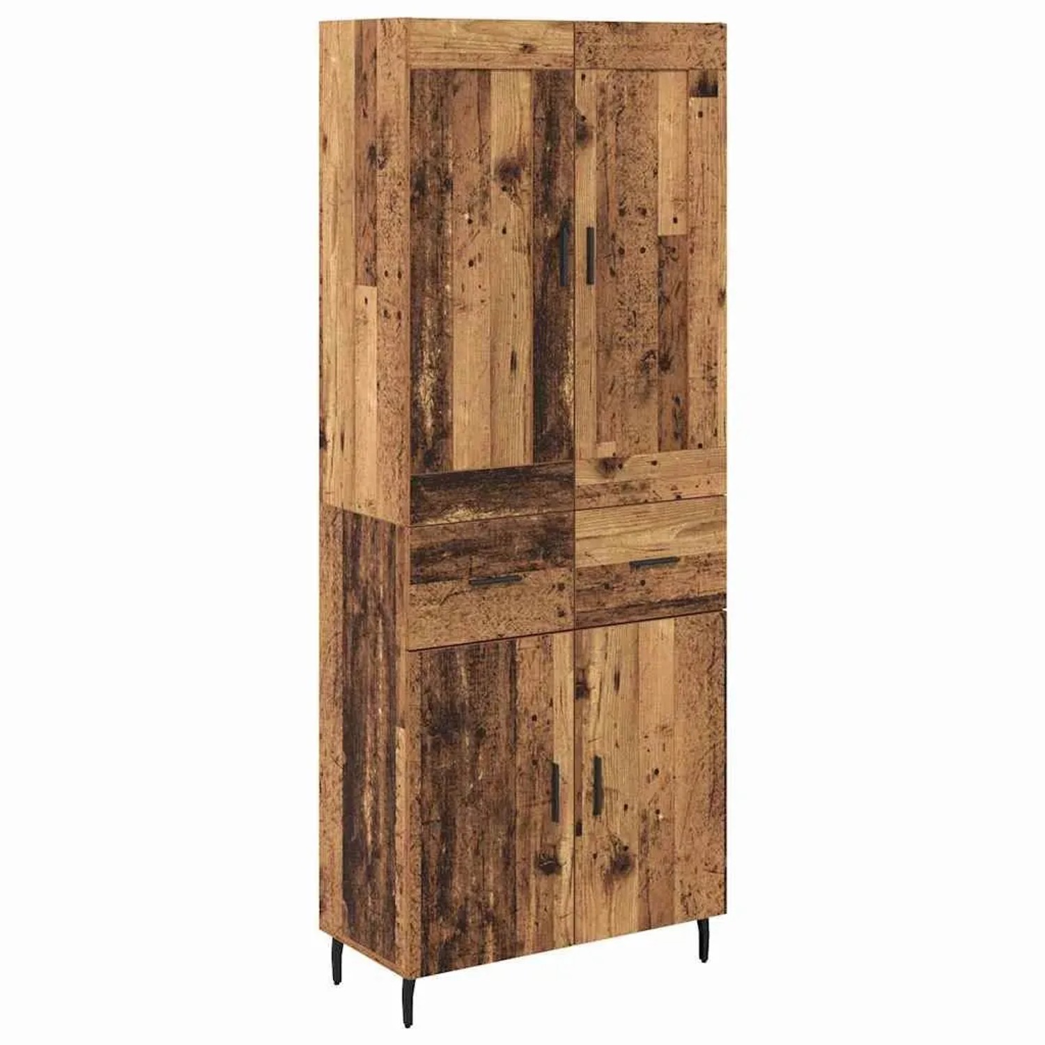 vidaXL Highboard mit Schubladen 2-Tlg Altholz Engineered Wood und Glas 3415 günstig online kaufen