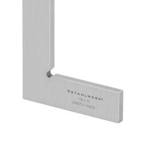 STAHLWERK Flachwinkel 90° aus Edelstahl, 100x70 mm, DIN 875/1 für präzise Winkelprüfung.