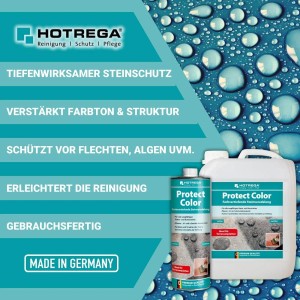 Hotrega Steinimprägnierung Protect Color, 1 Liter Gebinde. Reinigungsmittel für Stein, farbvertiefend.