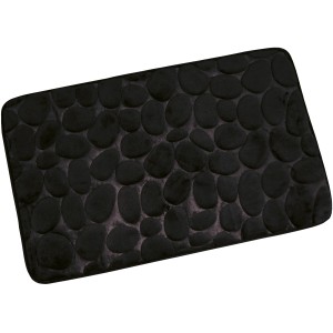 Schwarze Badematte in Kieselsteinoptik, 60x40 cm, aus Mikrofaser für das Badezimmer.
