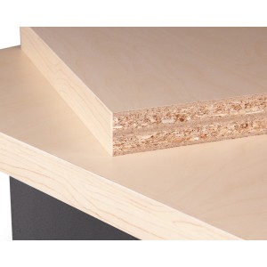 Detailaufnahme: Buchenholzplatte (28 mm) der Ondis24 Werkbank Bernd, Teil des Werkstatt Sets.