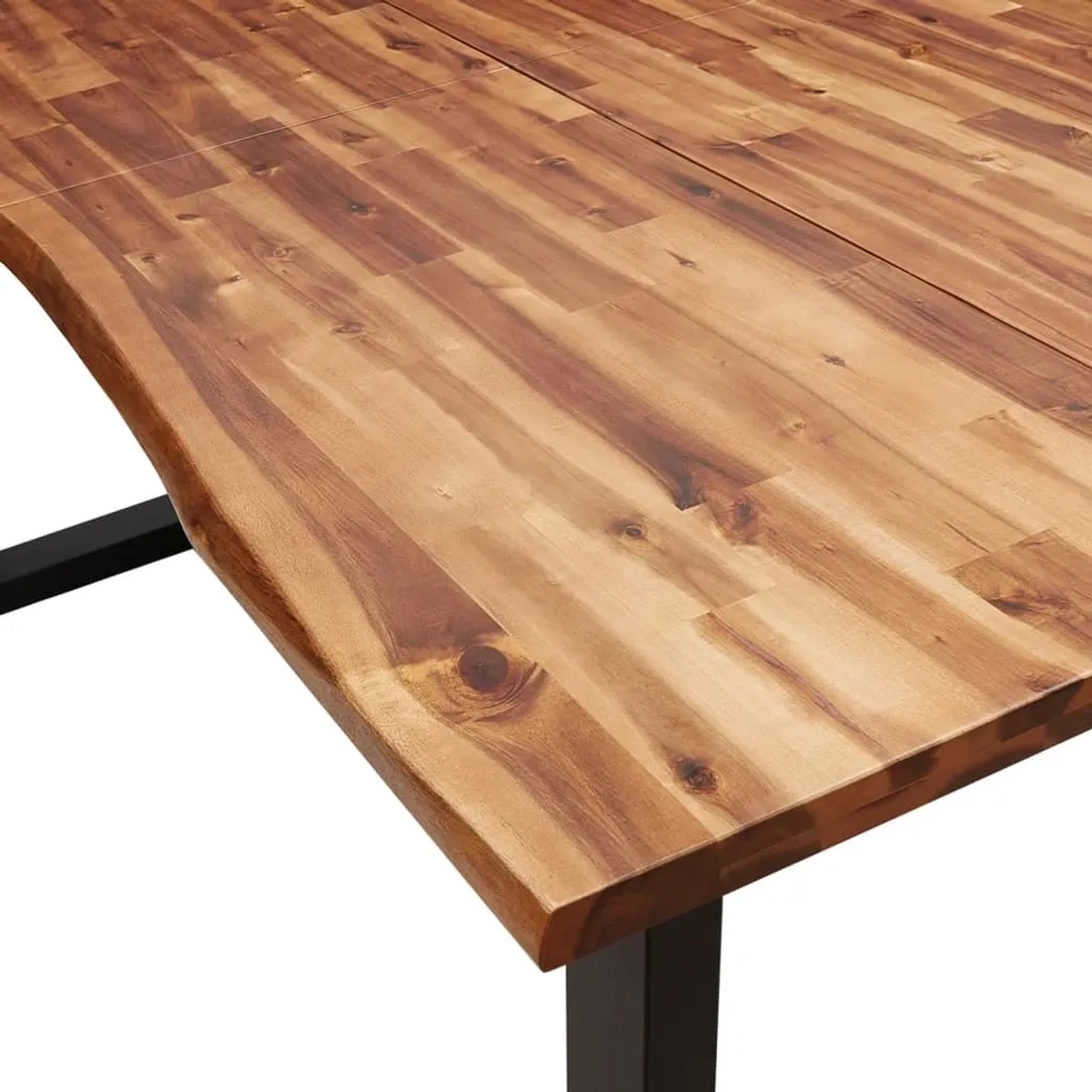 vidaXL Esstisch Akazie mit Baumkante, 200x90 cm, Massivholz Tisch mit U-Gestell.