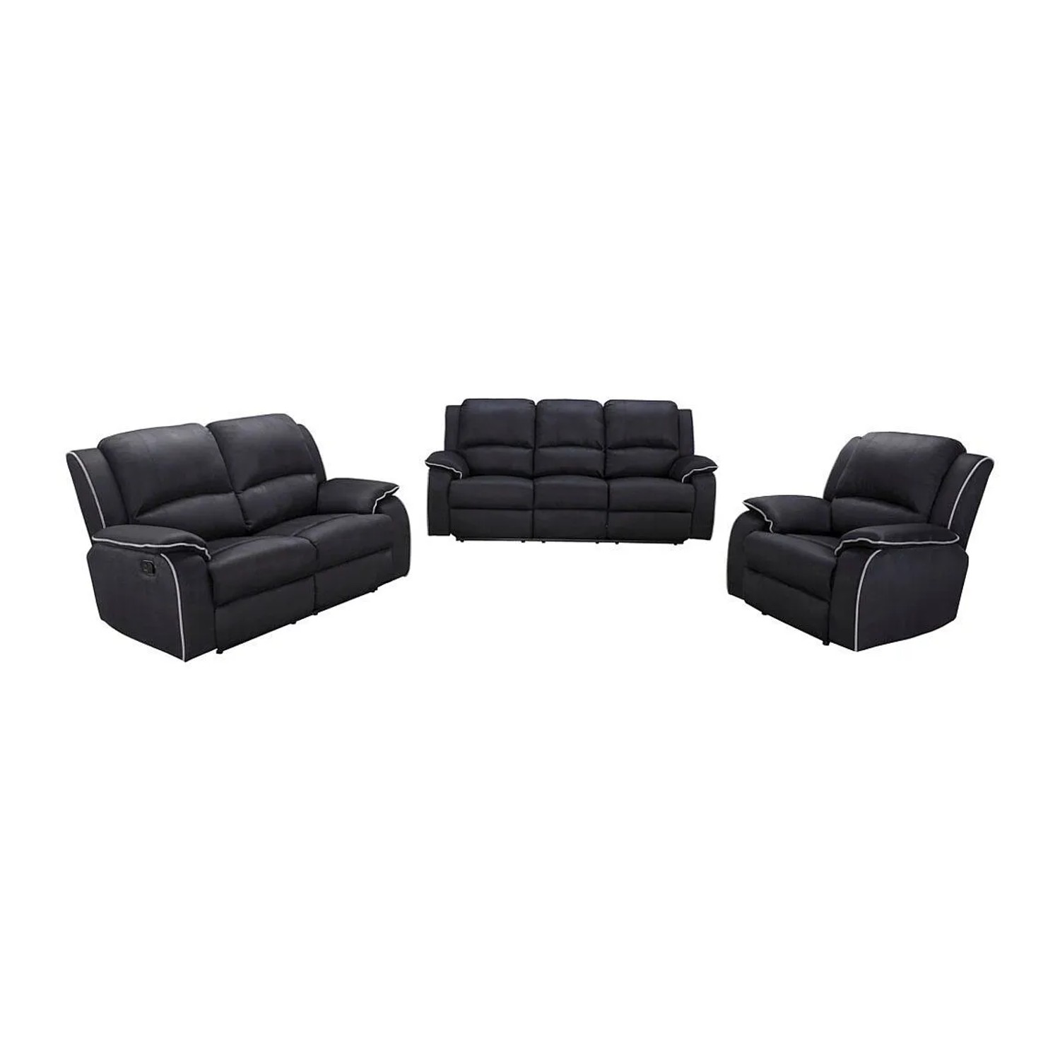 Vente-unique Couchgarnitur Mit Sessel Hernani Schwarz 210 cm  158 cm  100 cm
