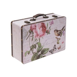 HMF VKO102 Vintage Vintage Koffer Truhe Holzkiste Holz 38 x 26 x 13 cm Deko Rose