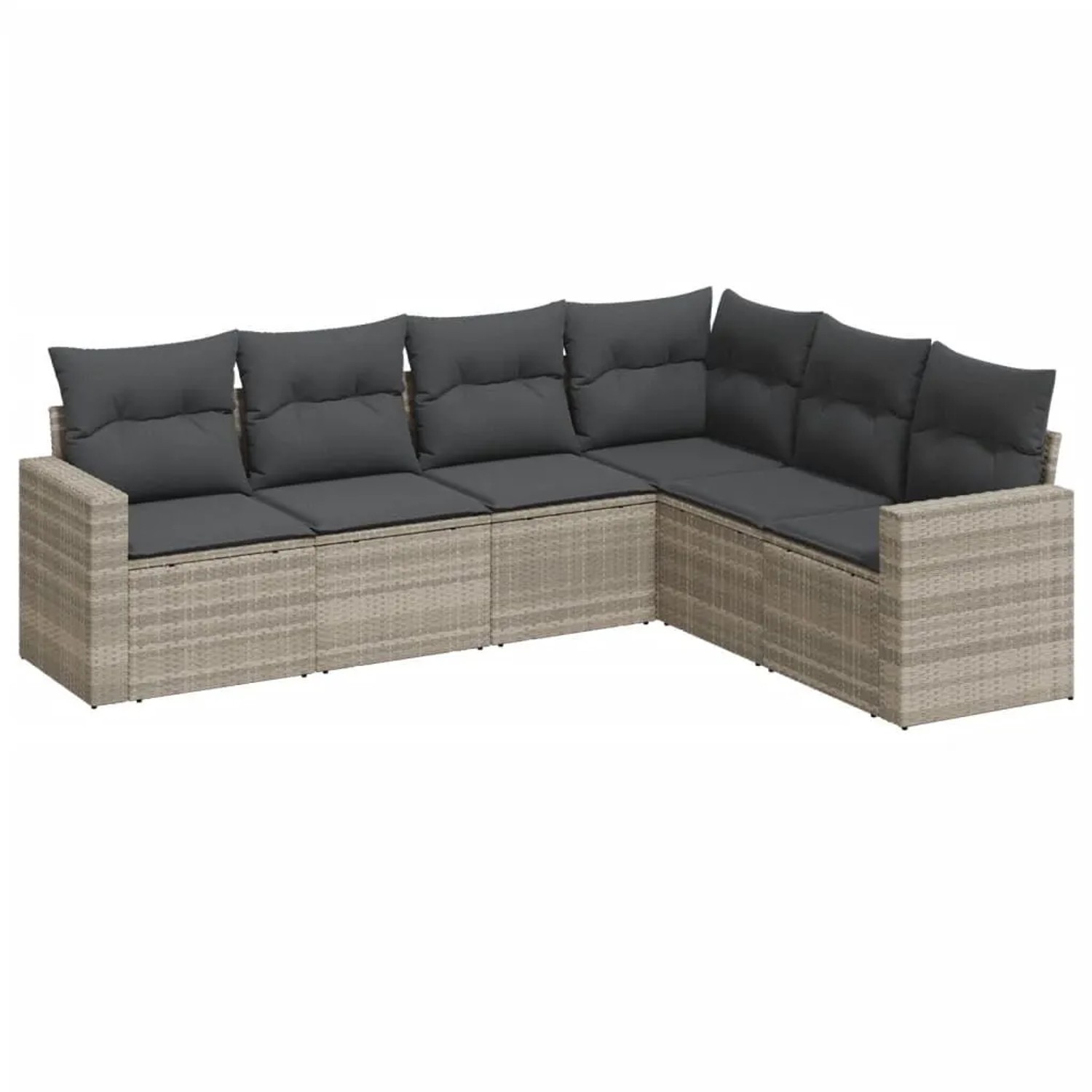 vidaXL 6-Tlg Garten-Sofagarnitur mit Kissen Hellgrau Poly Rattan 3251349 günstig online kaufen